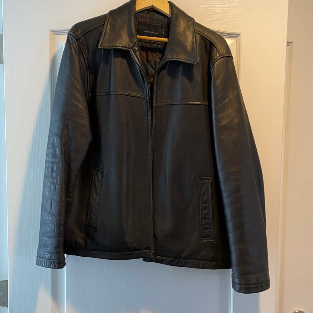 Men’s Tommy Hilfiger black leather jacket